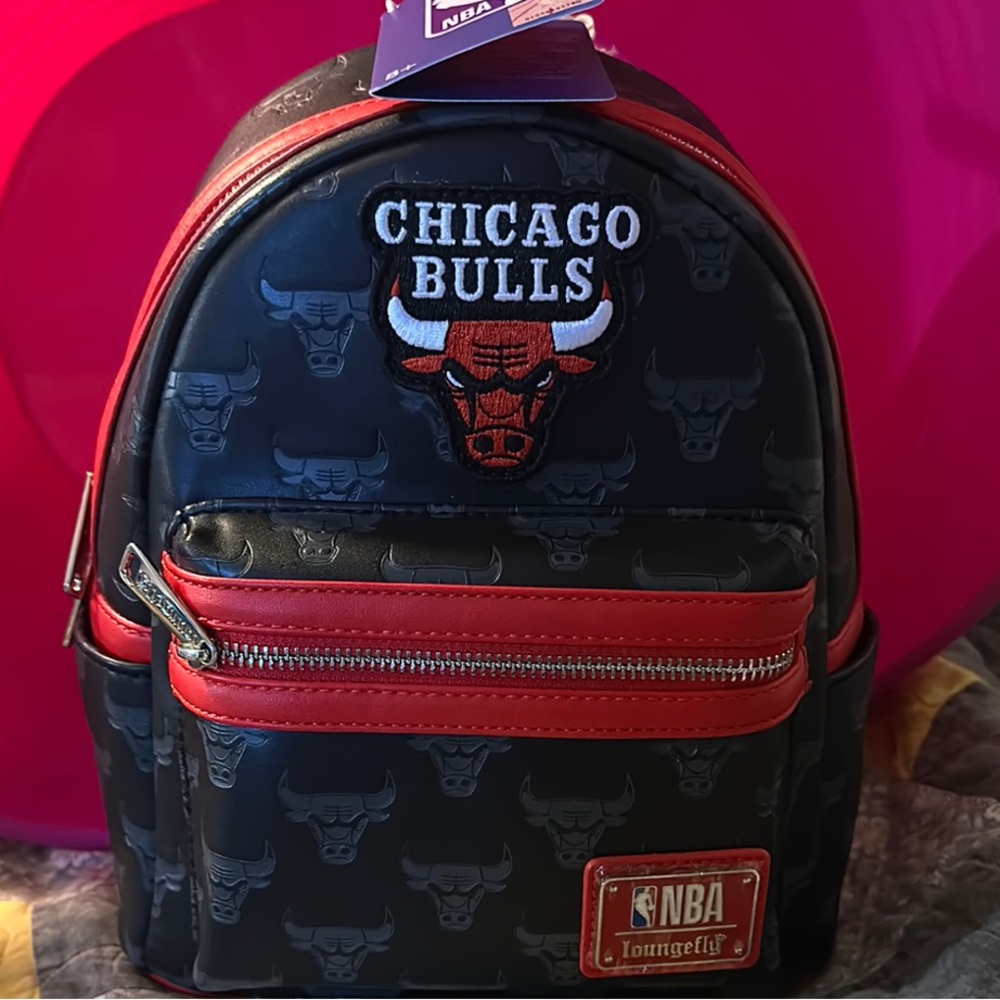 Loungefly NBA Chicago Bulls Black and Red Backpack